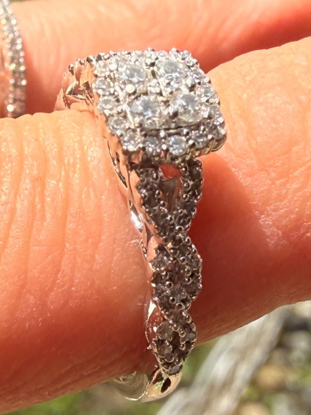 Simply Vera Vera Wang 14k White Gold Diamond Twist Frame Engagement Ring Sz7